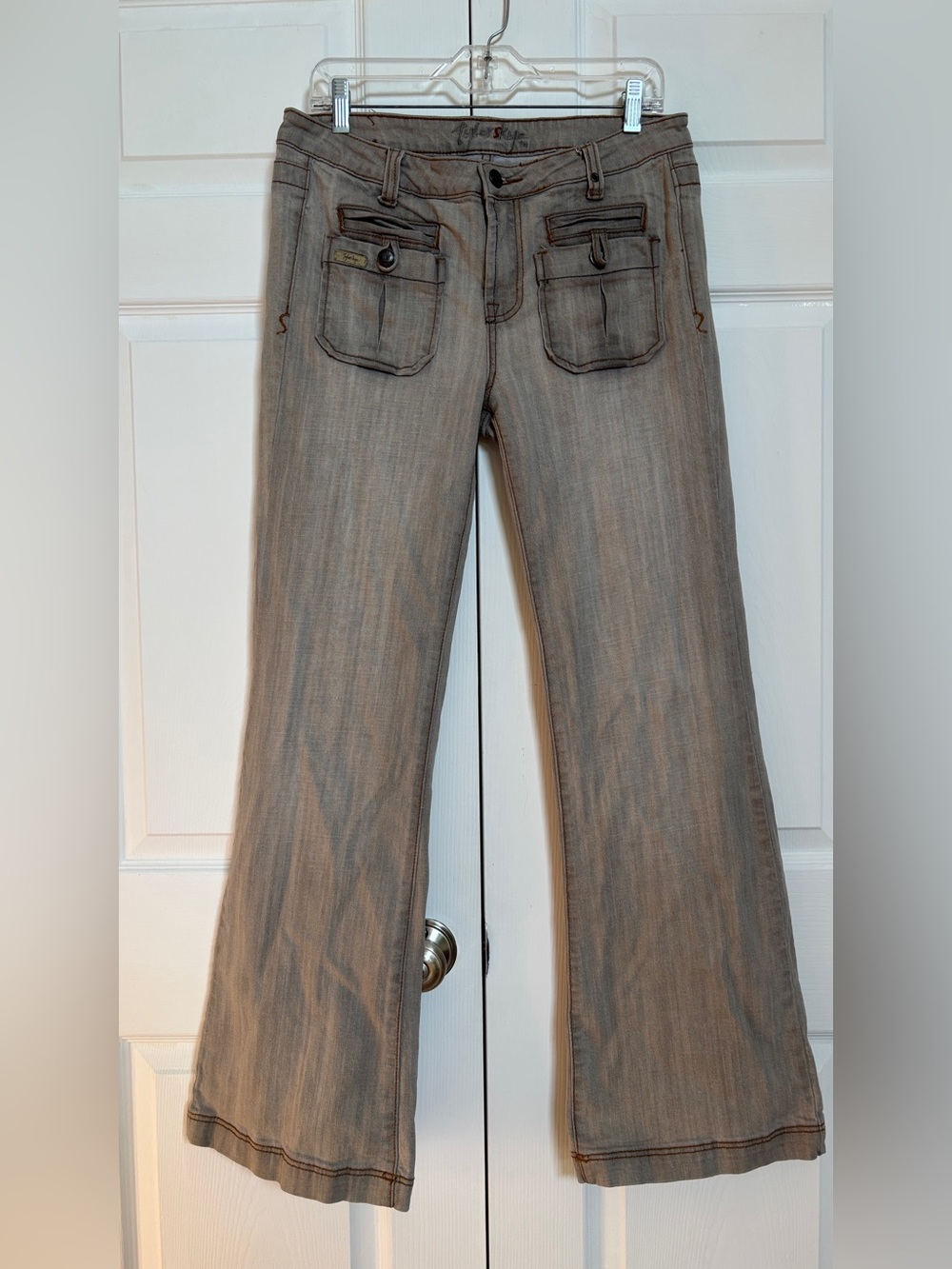 Tyler Sky London Gray Low Rise Flare Jeans Women’s Size 31 Y2K